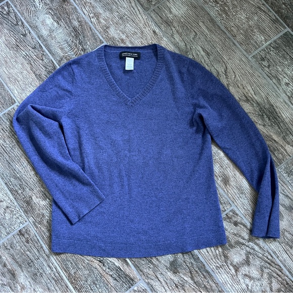 Jones New York Sweaters - Jones New York 100% Cashmere Sweater V Neck, Blue, Women’s Medium